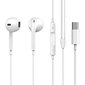 Wired Earphones, Portable Wired Earplugs with Microphone and Volume Control, Universal In-ear Headphones for Type C Devices and Android