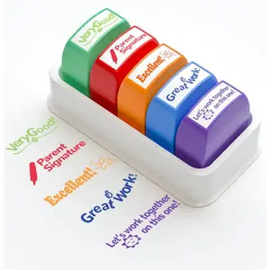 Teacher Stamp, 1 Set Letter Pattern School Stamp, Self-Inking Color Stamp, for Encouraging Comments and Classroom Assignments, Teac