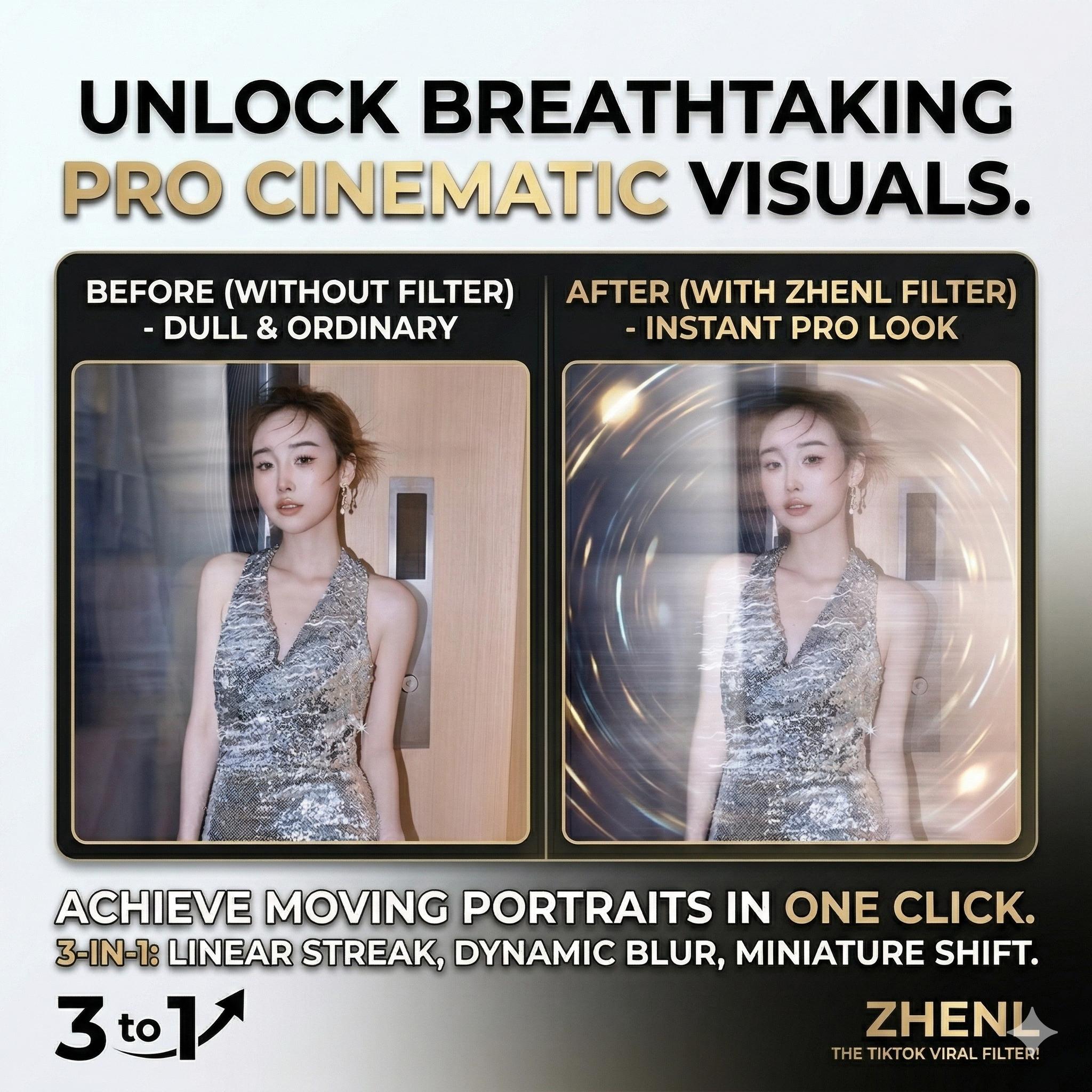 ZHENL 58-82mm Linear Prism Filter, 360° Rotating Tilt-Shift & Motion Blur Effect, Cinematic Special Effects Lens Filter for Mirrorless DSLR Portrait & Street Photography, No Post-Editing Needed