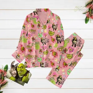 Shrek Face Pajamas Set, Fiona And Shrek Couple Pajamas, Meme Valentine Matching Pajamas,, Cartoon Movie Pj Set, Gift For