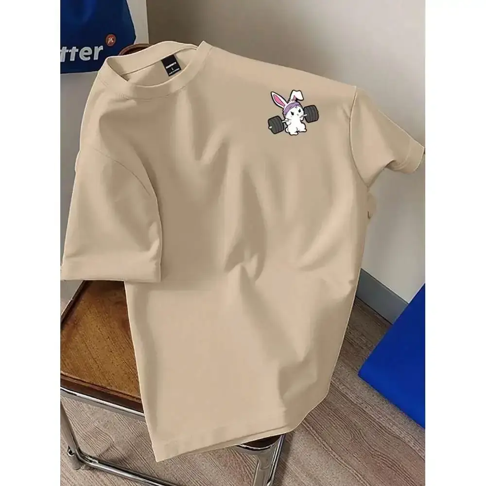 Manfinity Joysei Men’s Classic Casual Rabbit Print Crew Neck Short Sleeve T-Shirt - Summer Funny Tops, Personalized Garment with Cargo-Inspired Design, Shortsleeve