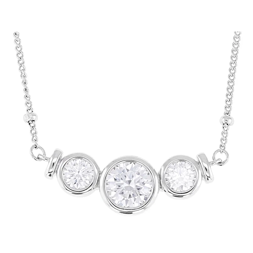 JTV Moissanite Platineve Three Stone Necklace 1.28ctw DEW