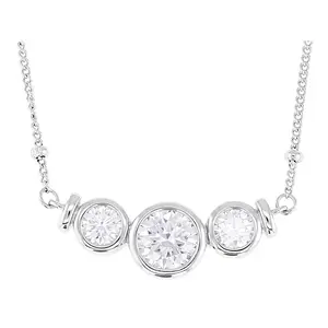 JTV Moissanite Platineve Three Stone Necklace 1.28ctw DEW