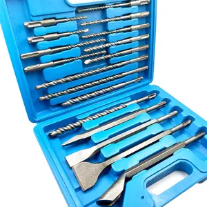 Rotary Hammer Drill Bits Set & Chisels- 17 Pieces SDS Plus Concrete Masonry Hole Tool for Concrete,Brick,Block,Stone,Masonry