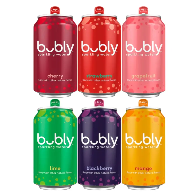 bubly Sparkling Water, 6 Flavor Variety Pack (Blackberry, Lime, Cherry, Grapefruit, Strawberry, Mango), Zero Sugar & Zero Calories, Seltzer Water, 12 Fl Oz Cans (Pack of 18) | Zero Sugar, Zero Calories, Seltzer Water