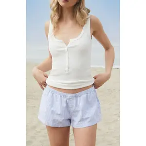 John Galt Women's Blue & White Keira Pajama Boxer Shorts