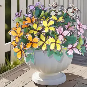 5Pcs artificial butterfly-shaped flowers, realistic, spring floral decoration, UV-resistant, home decorations, Fake Flowers Outdoor, suitable for courtyards, gardens, front doors, dining tables, weddings, and party decorations