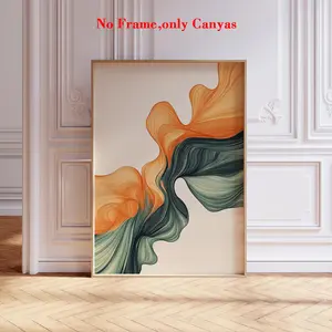 1 pc, wall art, vintage poster, burnt orange sage green modern art print, silky abstract canvas painting, living room decor, bedroom aesthetic design, gift for friends, housewarming gift, unframed, Modern Home Decor