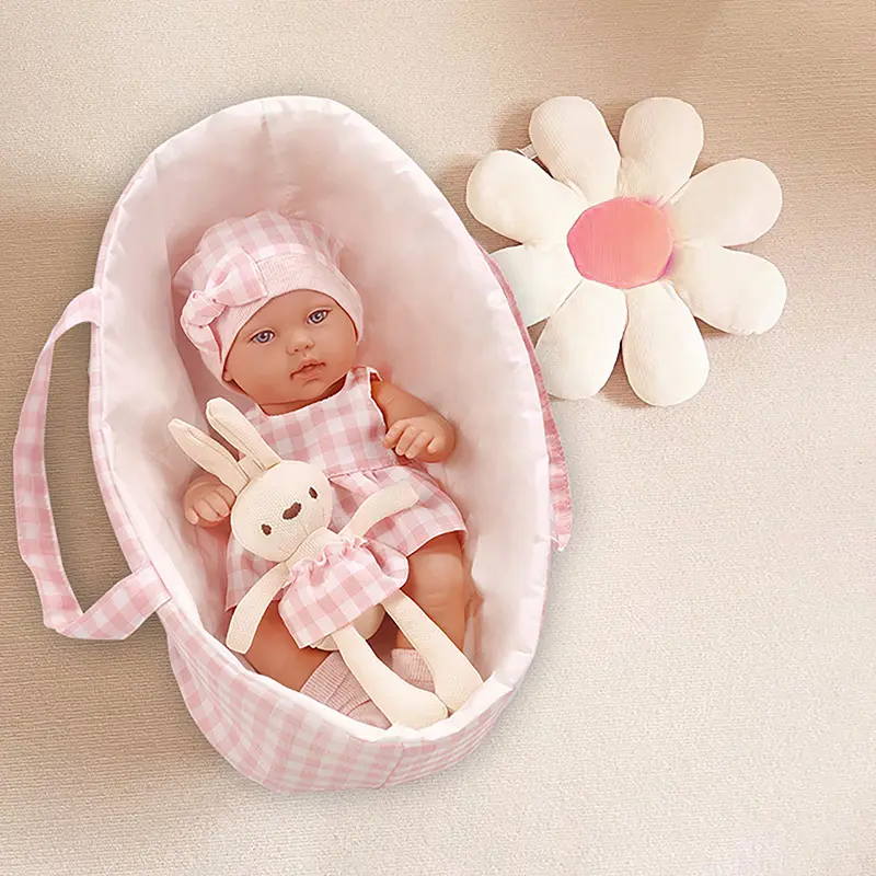 12-inch Reborn Baby Doll with Matching Pink Outfit，Paired with Sleeping Bag and Little doll， Halloween/Thanksgiving / Christmas gifts Lifelike Newborn Doll Soft Body Doll