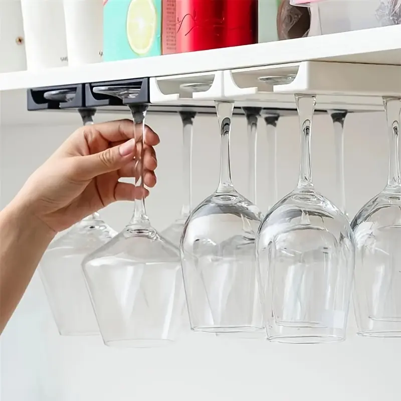 1pc Upside Down Wine Glass Holder, Kitchen Cup Holder, Upside Down Glass Holder, Home Wine Cabinet Bar Hanging Cup Holder, Cup Storage Holder, Hangable