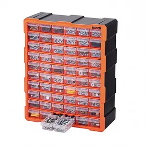 VEVOR 60-Drawer Plastic Tool Organizer, Stackable Wall-Mounted Storage Box, Garage Storage Organization Cabinet for Hardware, Crafts