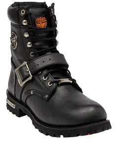 Milwaukee Leather Men's Men'S Buckled Lace-Up Boot Round Toe - Mbm101