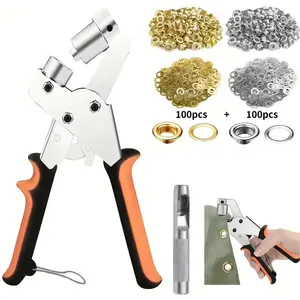 Heavy-Duty Stainless Steel Snap Fastener Pliers Set with Needle Eye Tool & Multi-Size Revolving Leather Belt Punch, Metal Buttons for Bags & Shoes, Sewing Handmade Essentials for DIY Craft Uses