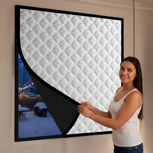 1-Pack Thermal Insulated Windproof Curtain – Easy Stick-On Installation, Detachable & Reusable, Noise-Reducing and Durable Design, Suitable for Bedroom, Living Room, and Kitchen, Keeps Your Home Warm and Cozy