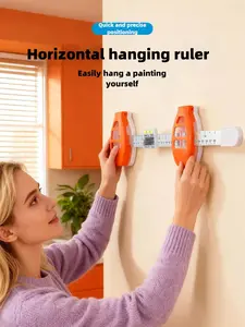 Level & Hang Magnetic Ruler - 3-in-1 Picture Hanging Tool with Built-in Level for Wall Decor Alignment，Magnetic Level Ruler Kit - Professional Picture Hanging Tool for Perfect Straight Wall Art