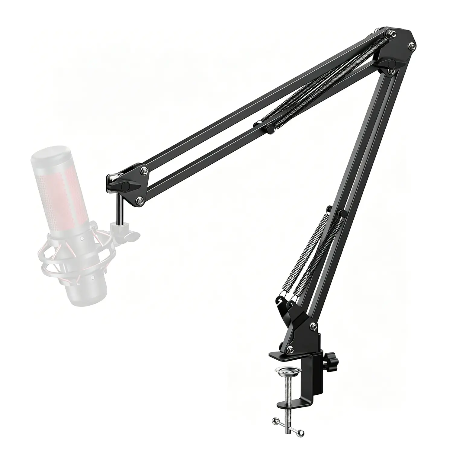 Microphone Arm Stand, Heavy Duty Adjustable Suspension Boom Scissor Microphone Stand with Clamp Clip for Podcast, Streaming, Gaming, Recording, Easy to install.