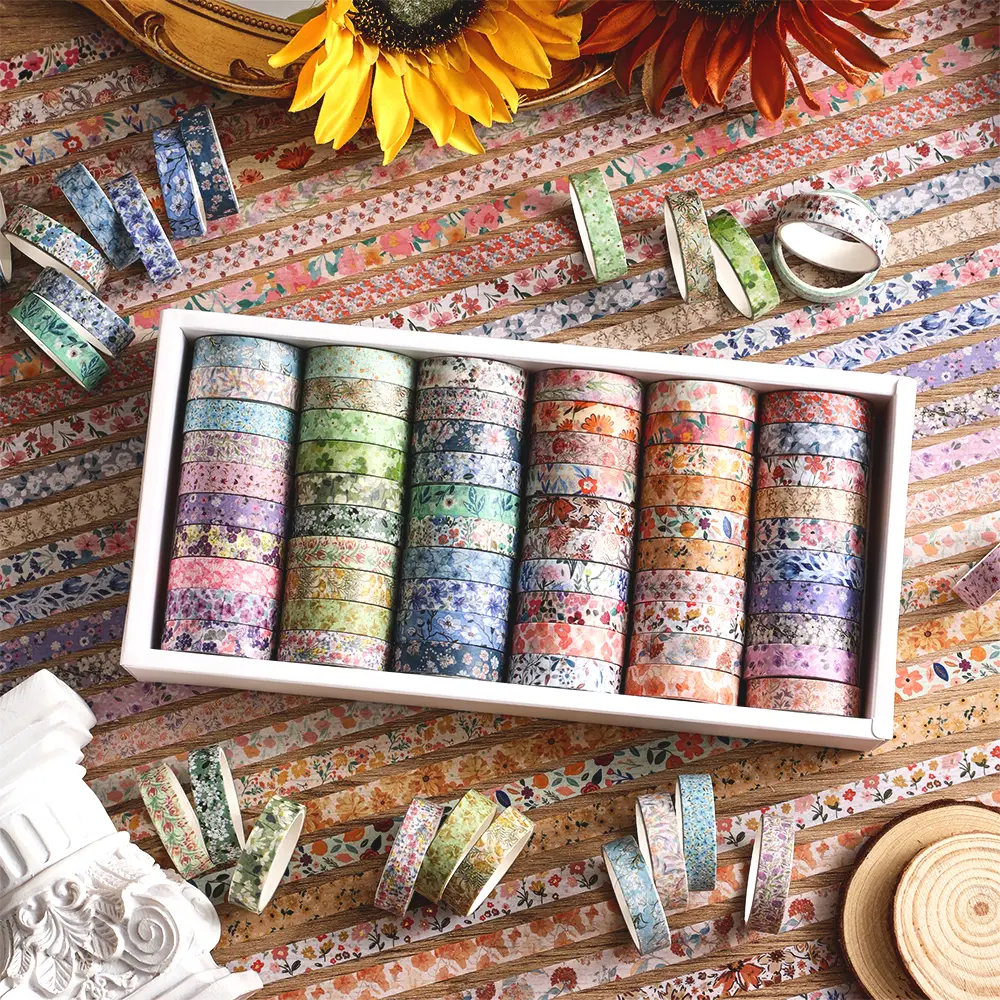 Vintage Washi  Tape Set - 32 rolls flowers/48 rolls fruits/60 rolls flowers /60 rolls colors Tapes for DIY Crafts & Bullet Journal Supplies