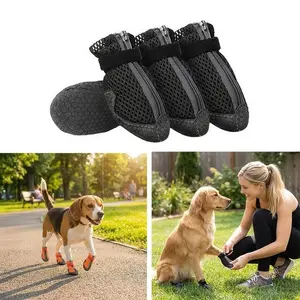 4 Pairs Breathable Mesh Dog Shoes, All-Season Pet Paw Covers, Durable Anti-Slip Dog Shoe Protectors, Outdoor Claw Protection for Small to Medium Dogs, Paw Protector Booties