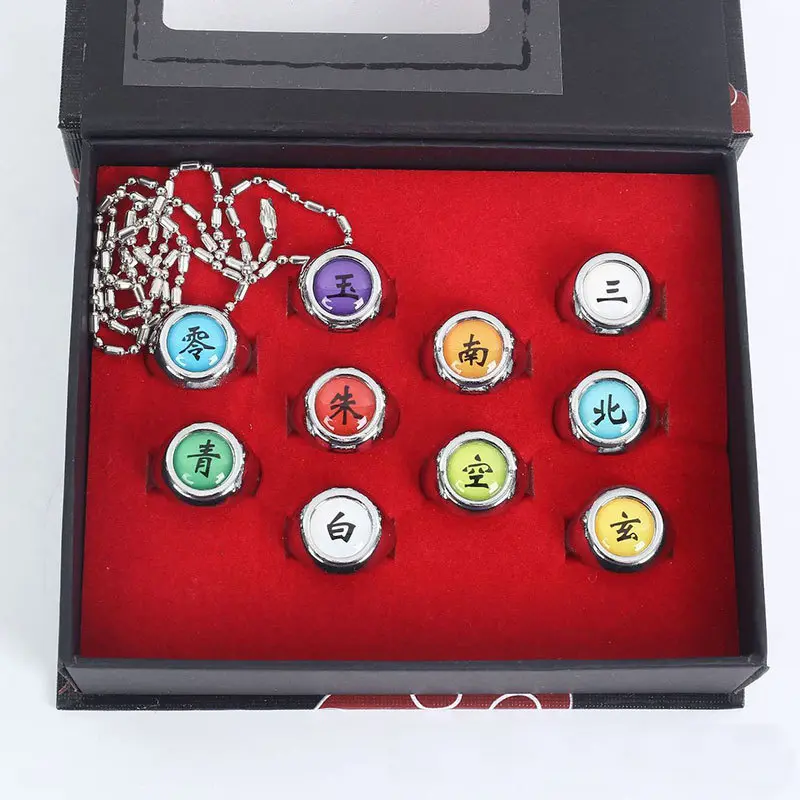 Unisex Akatsuki Itachi Cosplay Metal Ring Set - Anime Themed Finger Jewelry, Fashion Accessory for Best Friends Gifting, Akatsuki Itachi Cosplay Rings, Cosplay Ring Set