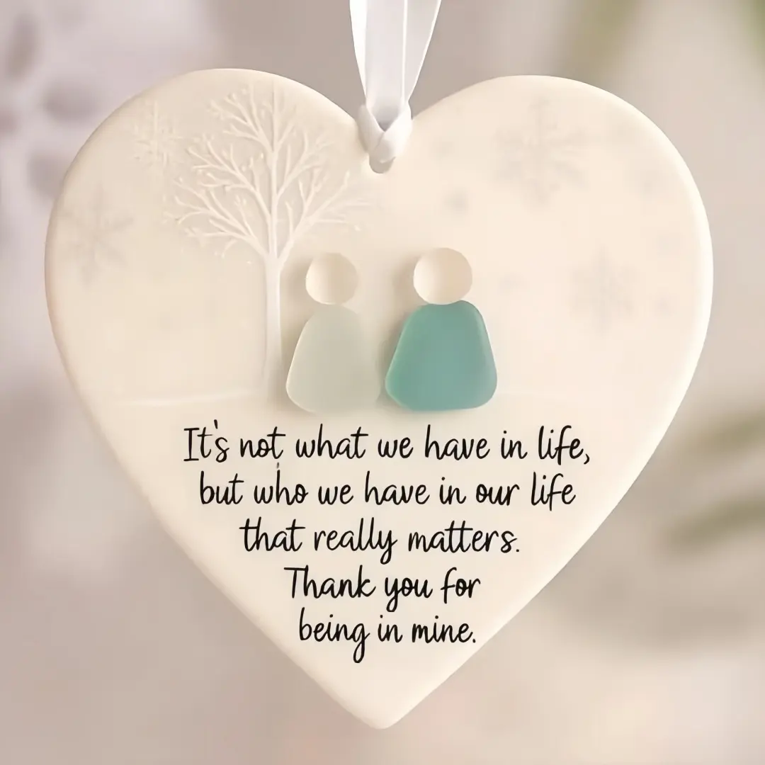 Heart-Shaped Acrylic Friendship Ornament with Inspirational Quote, Decorative Ornament, Christmas Tree Decoration, Art Gift for Best Friend, Holiday Pendant, Room Decoration Ornaments