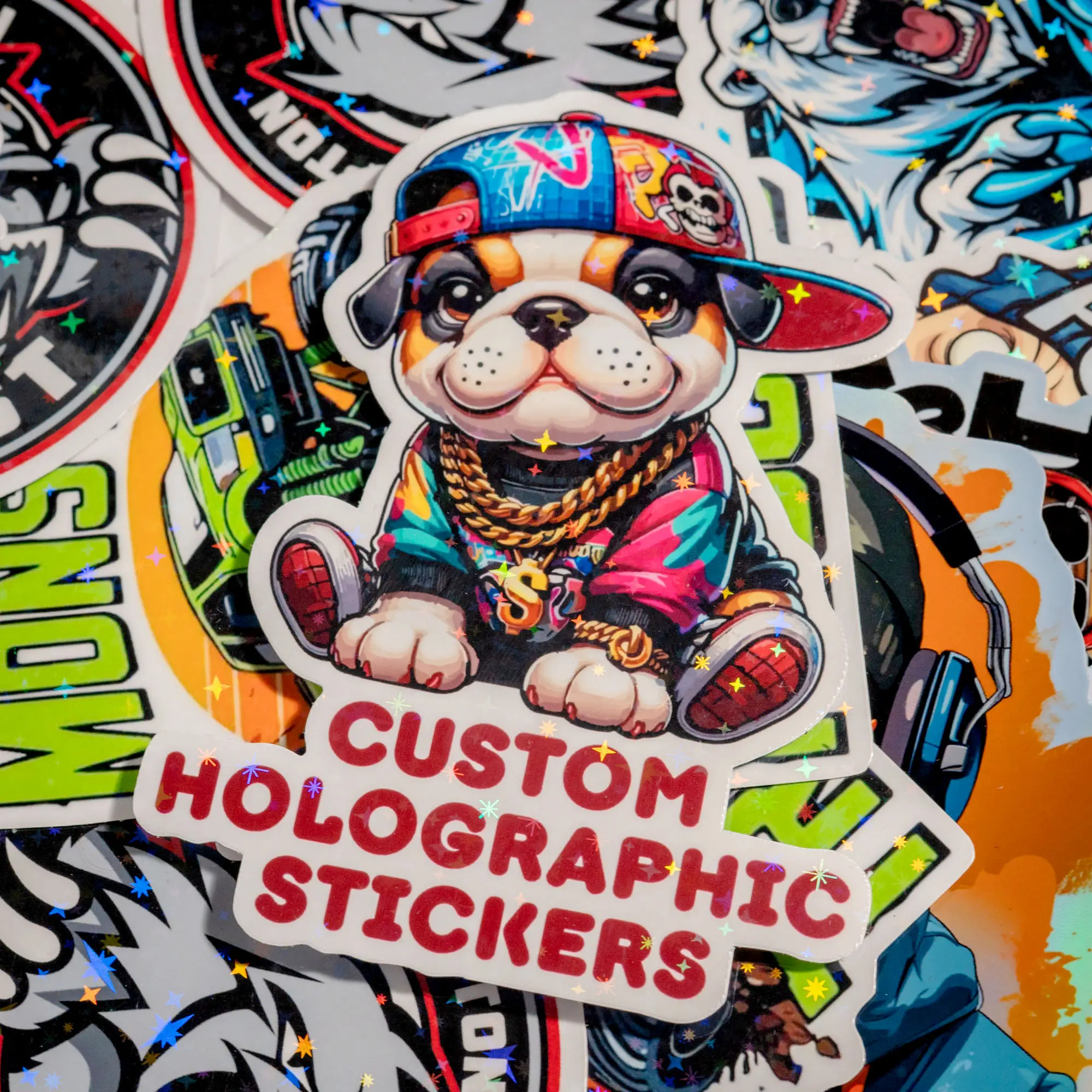Custom Holographic Logo Stickers, Waterproof Holographic Vinyl Decals, Personalized Die Cut Labels, Pack of 50
