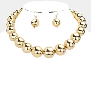 Metal Ball Collar Necklace : Gold