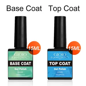 GIOIO 2 Pcs Base & Top Coat Set 15ml Clear Base Coat Gel Polish No Wipe Top Coat Gel Nail Polish Set For Finish DIY Long Lasting Durable Bright Gel Nail Art Design