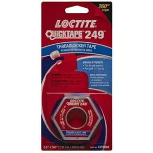 Loctite Blue, Medium Strength Tape Threadlocker Series 249, 24 hr Full Cure Time, Hand Tool, Heat Removal 1372603