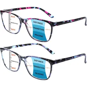 Progressive Multifocus Reading Glasses Blue Light Blocking,Spring Hinge Readers for Women Men (Multicolor, 1.25, multiplier_x)