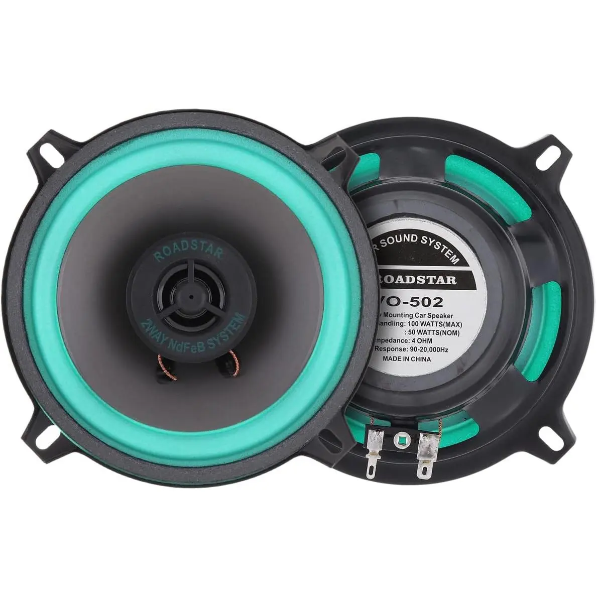 2-Piece 5-Inch 100W Universal Car Coaxial Speakers, HiFi Full-Range & Mid-Range Loudspeakers for Vehicle Door Car Audio Systems, Mid-Range Loudspeaker Speakers
