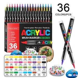 36 Color Acrylic Marker Set, Complete Color Gradient, High Saturation, Precision Control, Multi-Material Use, Art Gift Box, Art Painting Supplies, Brush Pens