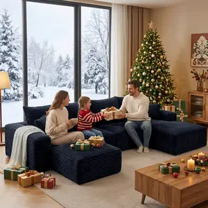 【Summer Wins】Oneroom oversized 137” U-shape  Ergonomic Deep Seat Deep Sleep Modular Couch, 3 Packages Shipping Cloud Boneless Sectional Sofa with Ottoman & 2 Throw Pillows,Pure Sponge Compression No Assembly Comfy Sofa for Living Room Apartment Dorm