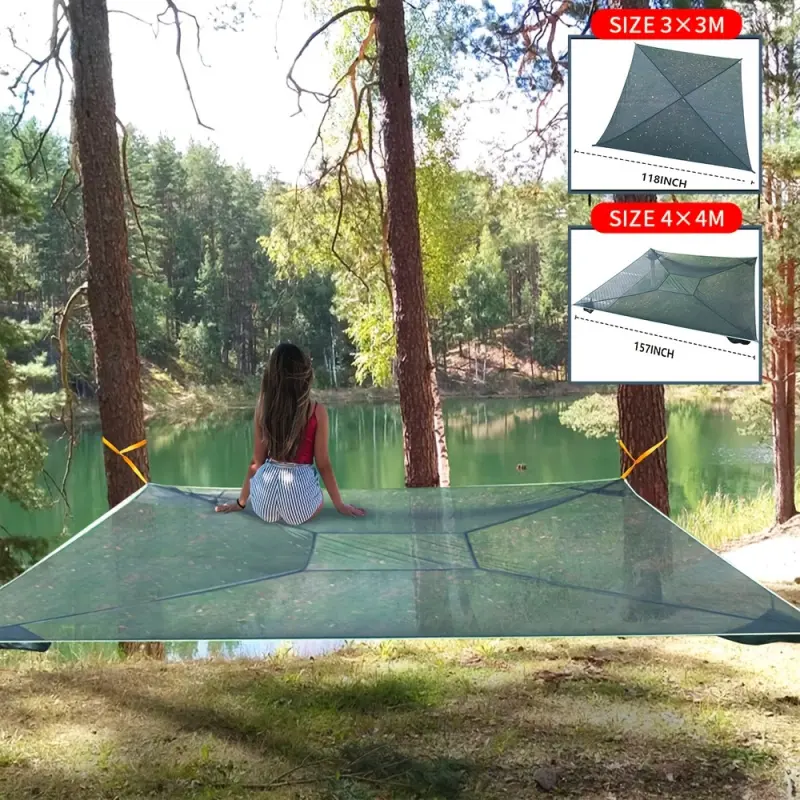 Large Camping Hammock, 300*300cm/400*400cm, Accommodates Multiple People, Includes All Additions, Tie-Down Straps, And A Net Pocket, Perfect For Outdoor Travel