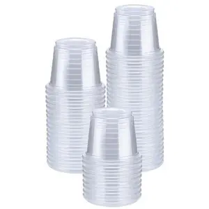 400 Count -1oz Disposable Plastic Shot Glasses, Clear Small Cups, Condiment Cups for Sauce, Dipping, Samples paper ring garland cake container
