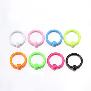 Neon Painted Stainless Steel BCR Ring, Multi-purpose Ear, Nose, Lip Ring, Body Piercing Accessory