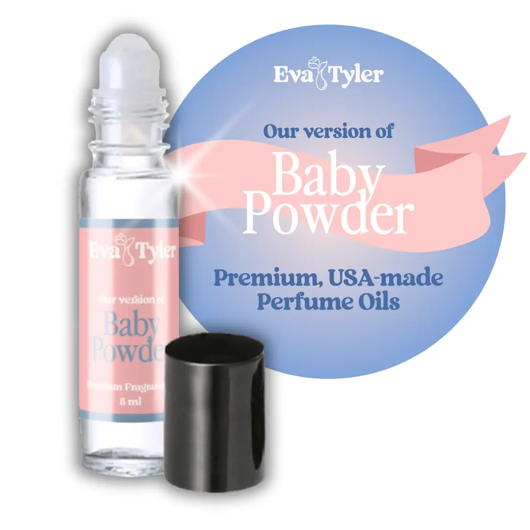 EvaTyler Baby Powder Roll-On Perfume Oil - USA Made, Long-Lasting, Alcohol-Free, Phthalate-Free Fragrance Perfumes with Aromatic, Clean Sunny Scents