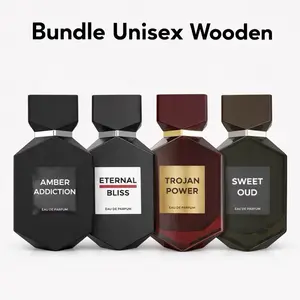 Camara Bundle Unisex Wooden 4 pcs Perfume  Amber Addiction Eternal Bliss Trojan Power & Sweet Oud Eau de Parfum 3.4 oz