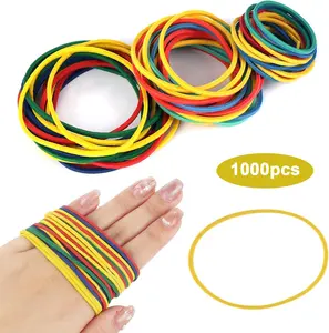 Pack of 1000 Colourful Rubber Bands,25/38/50 mm Rubber Rings,Elastic Rubber Band,Household Rubber Stable Reusable for Hair,Household,Work,Office