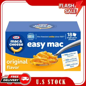 Kraft Easy Mac and Cheese, 18 Packets, for Easy Dinner or Dinner Sides, Original Flavor, No Artificial Flavors, Preservatives or Dyes, 38.7 oz