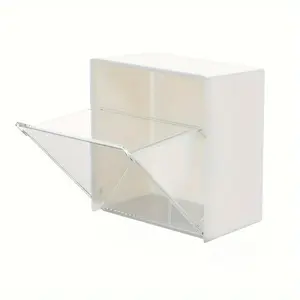 No-Drill Wall-Mounted Storage Box with Lid, Plastic Bathroom Shelf for Q-Tips, Cotton Pads, Oral Care, Space-Saving, Quick Install