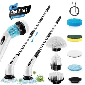 Electric Spin Scrubber, 8 Replacement Head, 2 Adjustable Speed, Multifunctional Cordless Cleaning Brush, Power Cleaning Brush with Extension Handle,Fast Charge, for Bathroom Shower Tub, Toilet, Floor, Household Cleaning Supplies #Summervibes tiktokshopspr