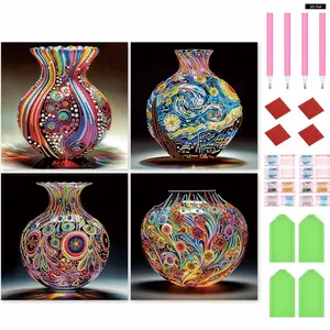 4pcs 5D DIY Resin Partial Special Shaped Drill Diamond Painting Vase Kit 30x30cm