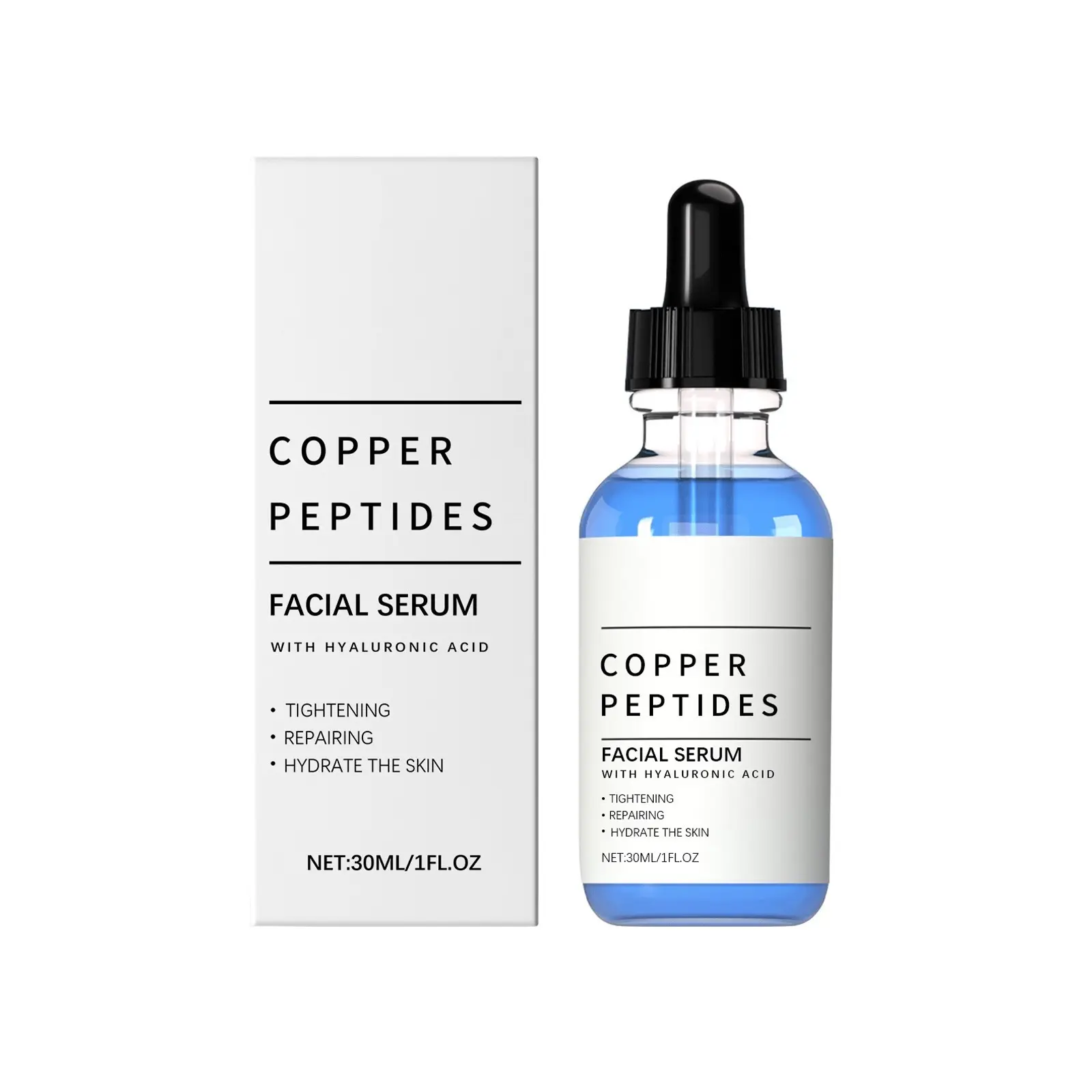 Copper Peptides Serum, GHK-Cu PeptidesSerum for Face - Tightening, SoothingCollagen Boosting, Hydrate, Skin Repair -with Hyaluronic Acid - Fragrance-Free -Firming Anti Wrinkle, Anti Aging Serum