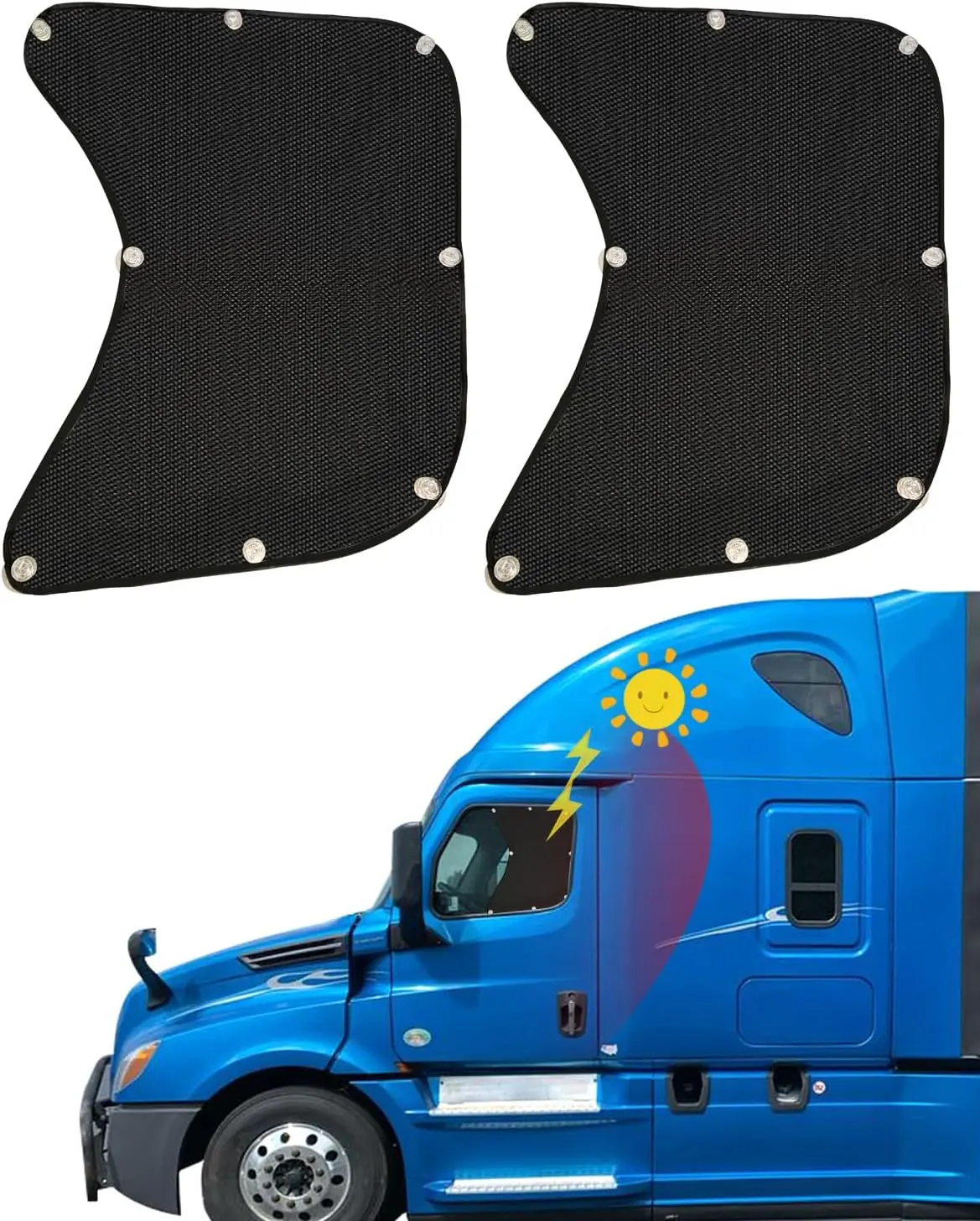2PC Semi Truck Side Window Sun Shade for Freightliner Volvo VNL International Trucks RV | Semi Truck Accessories, Sunshade UV Protection, Keep Interior Cool