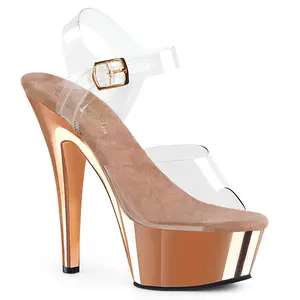 Pleaser Kiss-208 Womens Sandals in Clear/Rose Gold