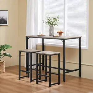 Costoffs 3-Piece Industrial Compact Counter Height Furniture Set - Counter Height Table with 2 Backless Dining Chairs for Kitchen, Apartment