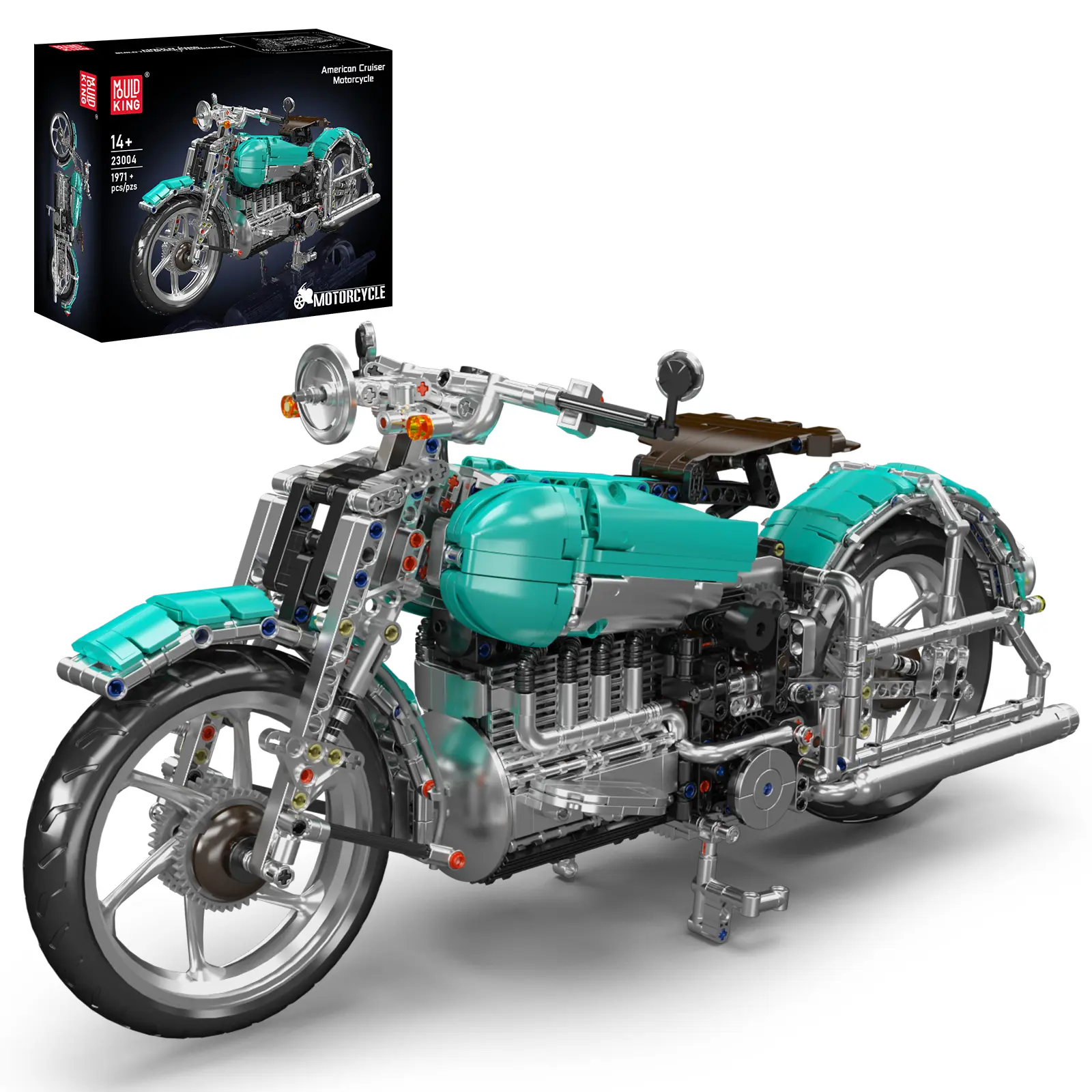 Mould King 23004 Static American Chopper Motorcycle Plastic Block Set Model Building Kit, Collectibles for Model Enthusiasts, Model Building Kits