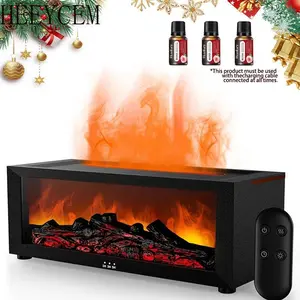 Fireplace Flame Aroma Diffuser & Cool Mist Humidifier | 7-Color LED Flame Effect | USB Powered, Remote Control, Timer & Auto Shut-Off, Humidifier Atmosphere Light Ideal for Bedroom, Living Room, Office, Christmas & Holiday Gifts