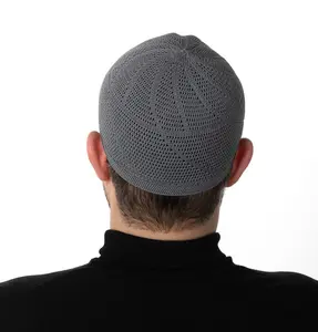 Men's Premium Islamic Dervish Knitted Kufi - Steel Grey