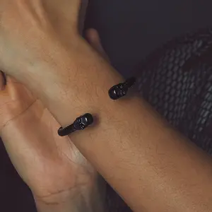 FaithHeart Twin Skull Cuff Bracelet for Unisex Stainless Steel